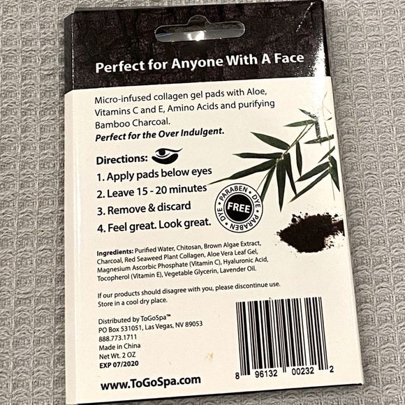 ToGoSpa Bamboo Charcoal Under Eye Repair Mask - Picture 2 of 7